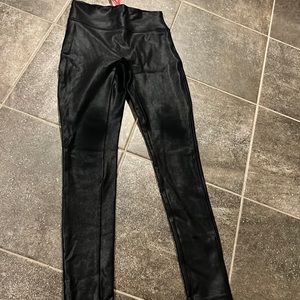 Little Girl's & Girl's Faux Leather Leggings Large (14) - SPANX Brand